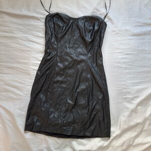 Free People Intimately Faux Crocodile Black Mini Mesh Dress